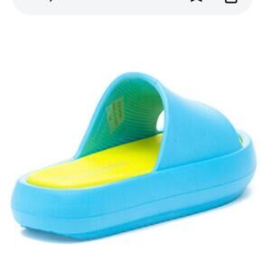 J Slides SQUISH Turquoise Yellow EVA Squish Open Toe Slide Women's Size 8 NEW